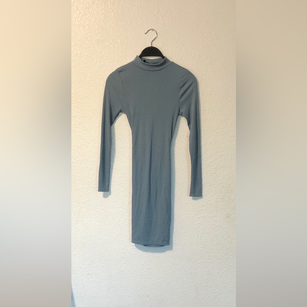 Windsor Dusty Blue Open-Back Tie Waist Bodycon Dress